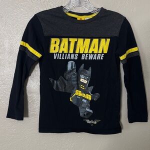 Batman Boys Kids LEGO Long Sleeve TShirt Black Yellow 7/8 Medium